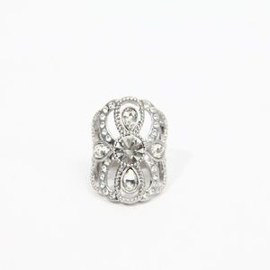 Lia Sophia Ring New sz 6 Art Deco Style Costume Jewelry Crystals Silver